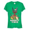 Junior’s Marvel Christmas Deadpool Naughty Or Nice T-Shirt
