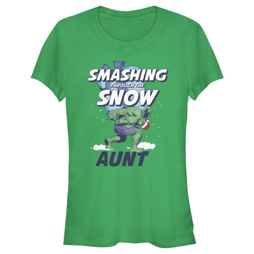 Junior’s Marvel Christmas Hulk Aunt Snow T-Shirt