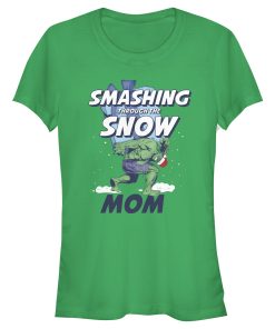 Junior’s Marvel Christmas Hulk Mom Snow T-Shirt