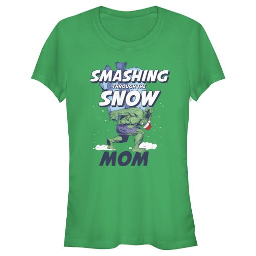 Junior’s Marvel Christmas Hulk Mom Snow T-Shirt