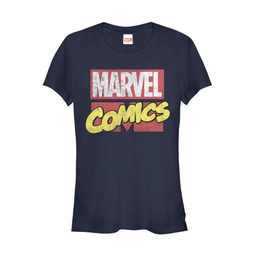 Junior’s Marvel Classic Distressed Logo T-Shirt