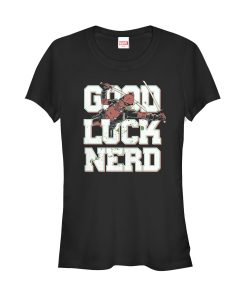 Junior’s Marvel Deadpool Good Luck Nerd T-Shirt