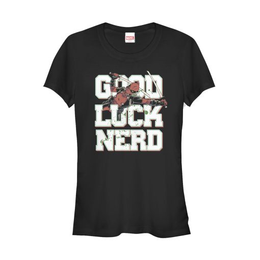 Junior’s Marvel Deadpool Good Luck Nerd T-Shirt