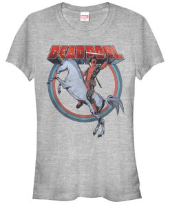Junior’s Marvel Deadpool Rides Unicorn T-Shirt