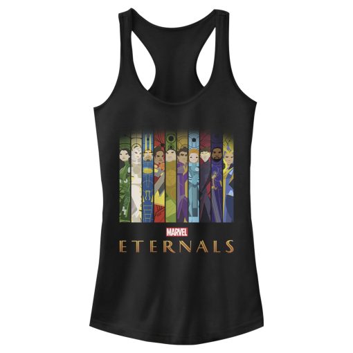 Junior’s Marvel Eternals Animated Vertical Boxes Poster Racerback Tank Top