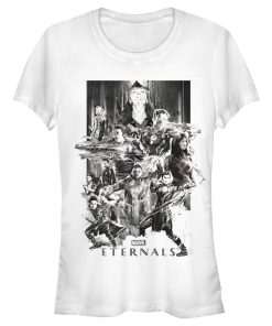 Junior’s Marvel Eternals Greyscale Poster T-Shirt