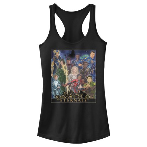 Junior’s Marvel Eternals Watercolor Poster Racerback Tank Top