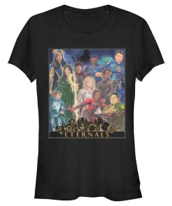 Junior’s Marvel Eternals Watercolor Poster T-Shirt