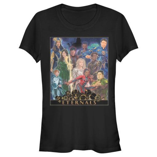 Junior’s Marvel Eternals Watercolor Poster T-Shirt