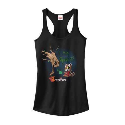 Junior’s Marvel Guardians of Galaxy Groot Rocket Cartoon Racerback Tank Top