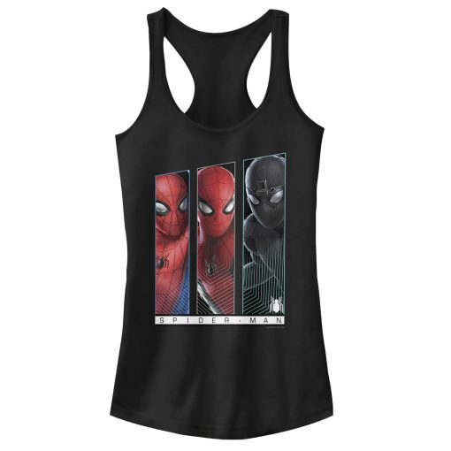 Junior’s Marvel Spider-Man Far From Home Suit Panel Racerback Tank Top