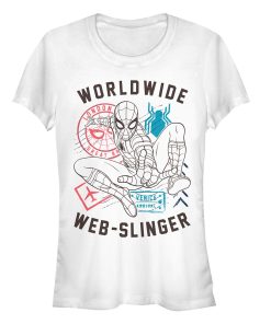 Junior’s Marvel Spider-Man Far From Home Worldwide Icons T-Shirt