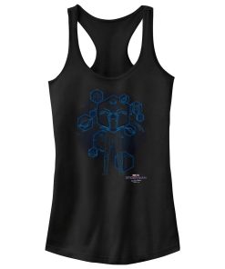 Junior’s Marvel Spider-Man No Way Home Black Suit Blueprint Racerback Tank Top