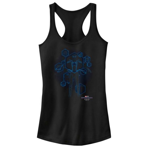 Junior’s Marvel Spider-Man No Way Home Black Suit Blueprint Racerback Tank Top