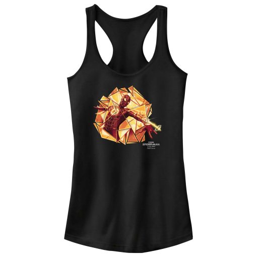 Junior’s Marvel Spider-Man No Way Home Gold Web Shot Racerback Tank Top