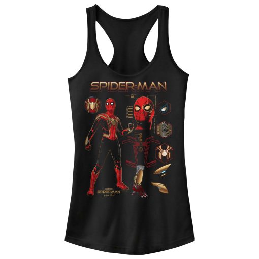 Junior’s Marvel Spider-Man No Way Home Iron Suit Gear Racerback Tank Top