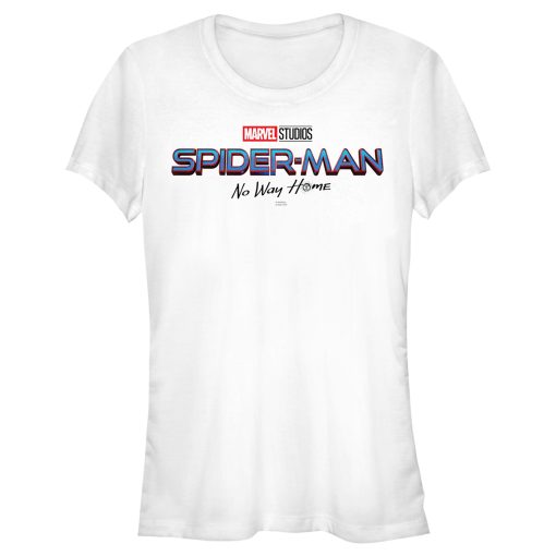 Junior’s Marvel Spider-Man No Way Home Logo White T-Shirt