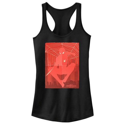 Junior’s Marvel Spider-Man No Way Home Red Poster Racerback Tank Top