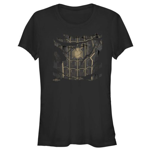 Junior’s Marvel Spider-Man No Way Home Ripped Black Suit T-Shirt