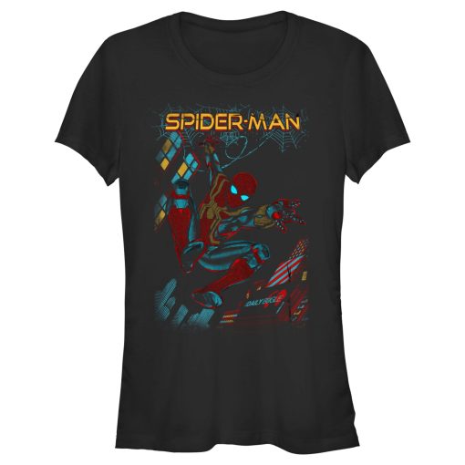 Junior’s Marvel Spider-Man No Way Home Slinging Cover T-Shirt