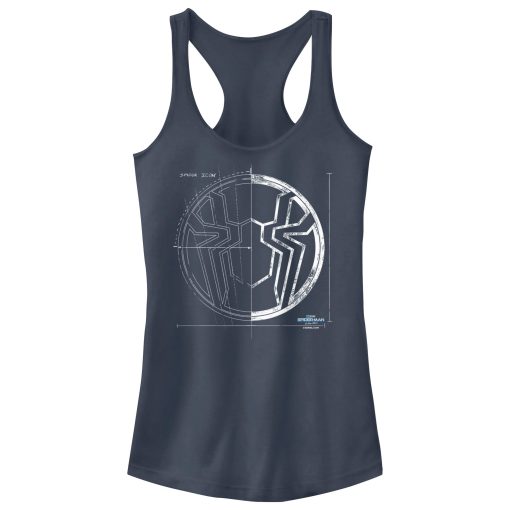 Junior’s Marvel Spider-Man No Way Home Spider Icon Blueprint Racerback Tank Top