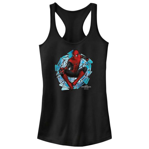 Junior’s Marvel Spider-Man No Way Home Spinning Webs Racerback Tank Top