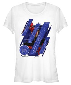 Junior’s Marvel Spider-Man No Way Home Suit Blueprint Panels T-Shirt