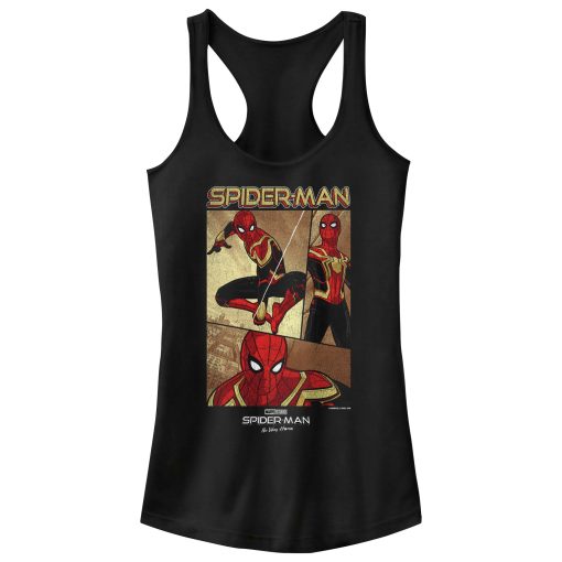 Junior’s Marvel Spider-Man No Way Home Three Panel Poster Racerback Tank Top