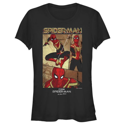 Junior’s Marvel Spider-Man No Way Home Three Panel Poster T-Shirt