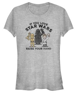 Junior’s Star Wars Raise Your Hand Cartoon T-Shirt