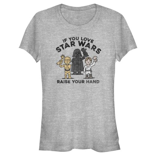 Junior’s Star Wars Raise Your Hand Cartoon T-Shirt