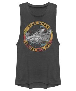 Junior’s Star Wars The Rise of Skywalker Vintage Galaxy Tour Festival Muscle Tee