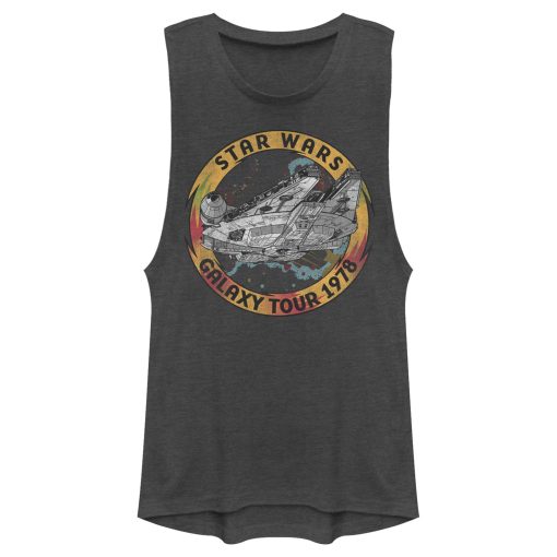 Junior’s Star Wars The Rise of Skywalker Vintage Galaxy Tour Festival Muscle Tee