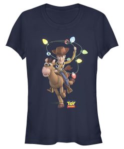 Junior’s Toy Story Christmas Light Woody Lasso T-Shirt
