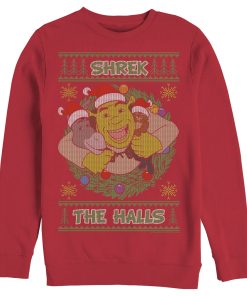 Men_s Shrek Ugly Christmas Deck the Halls Sweatshirt