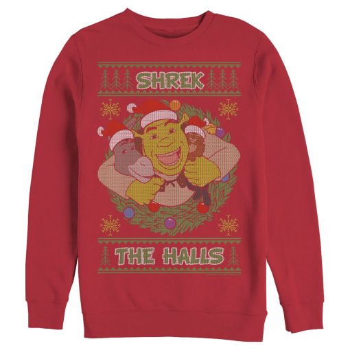 Men_s Shrek Ugly Christmas Deck the Halls Sweatshirt