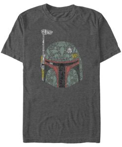 Men_s Star Wars Boba Fett Silhouette Helmet Fill T-Shirt