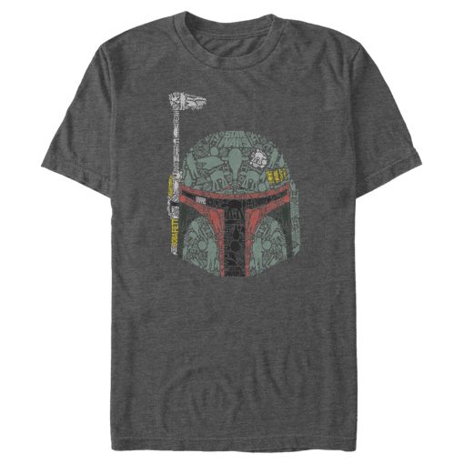 Men_s Star Wars Boba Fett Silhouette Helmet Fill T-Shirt