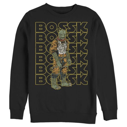 Men_s Star Wars Bossk Yellow Text Stack Sweatshirt