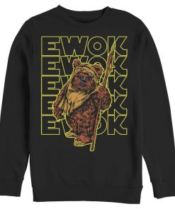 Men_s Star Wars Ewok Stacked Yellow Text Sweatshirt