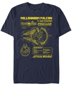 Men_s Star Wars Millennium Falcon Schematics T-Shirt