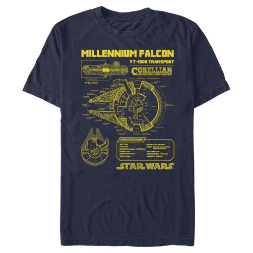 Men_s Star Wars Millennium Falcon Schematics T-Shirt