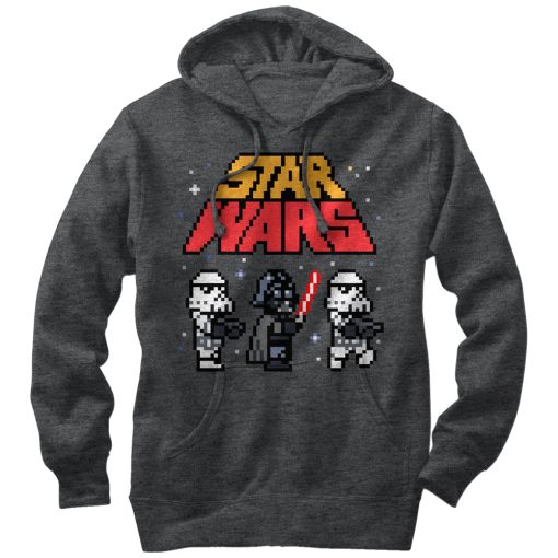 Men_s Star Wars Pixel Darth Vader and Stormtroopers Pull Over Hoodie