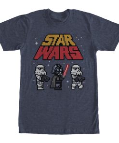 Men_s Star Wars Pixel Darth Vader and Stormtroopers T-Shirt