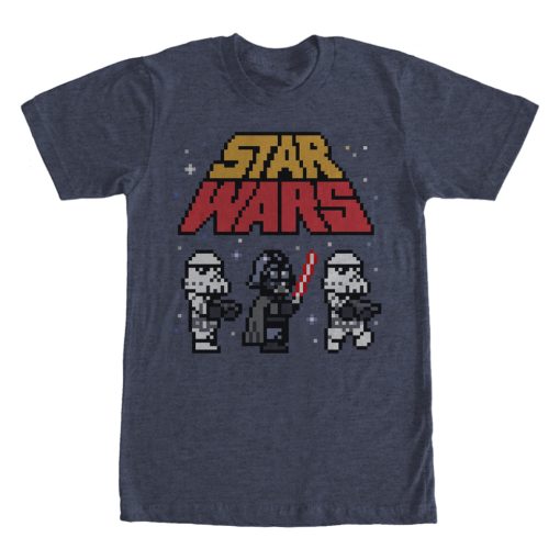 Men_s Star Wars Pixel Darth Vader and Stormtroopers T-Shirt