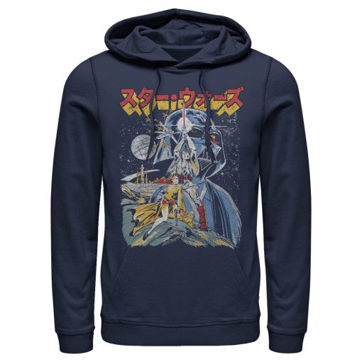 Men_s Star Wars Retro Darth Vader Kanji Poster Pull Over Hoodie