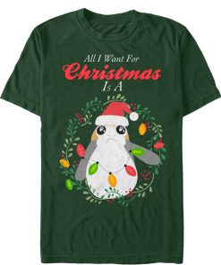 Men_s Star Wars The Last Jedi All I Want for Christmas is a Porg T-Shirt