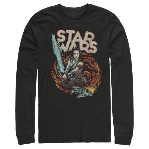 Men_s Star Wars The Rise of Skywalker Rey Retro Swirl Long Sleeve Shirt