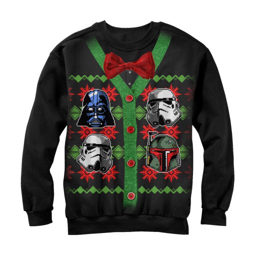 Men_s Star Wars Ugly Christmas Villain Helmet Cardigan Sweatshirt