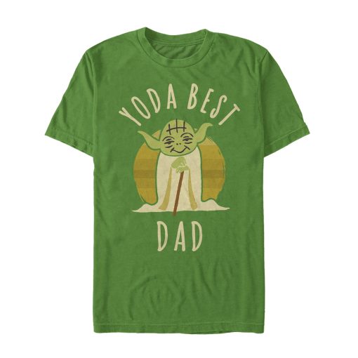 Men_s Star Wars Yoda Best Dad Cartoon T-Shirt